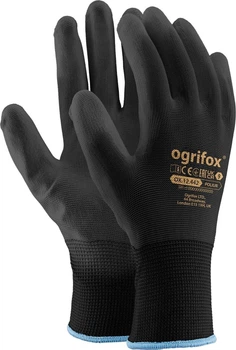 Перчатки рабочие с покрытием из полиуретана Ogrifox OX-POLIUR р.10 чёрные