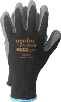 Перчатки рабочие с покрытием из латекса Ogrifox OX-LATEKS BS р.8 чёрные с серым покрытием
