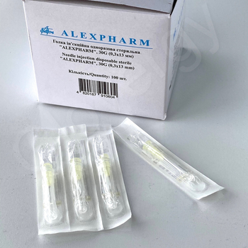 Игла инъекционная для мезотерапии 30G (0,3x13 мм) ALEXPHARM одноразовая стерильная