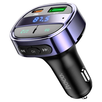FM - трансмітер HOCO E70 with Bluetooth PD30W QC3.0 BT5.0 Блакитний