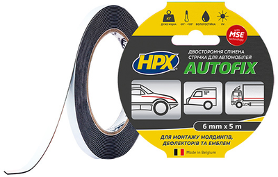 Автомобильная двусторонняя клейкая лента HPX Autofix 6 мм x 5 м Черная (DSA0605)