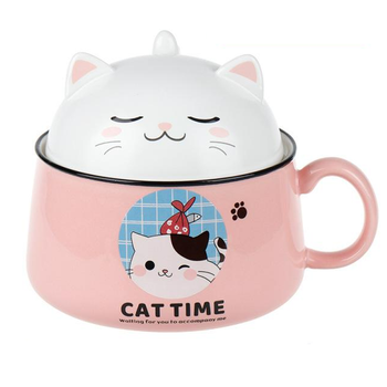 Чашка-супница с крышкой Cat time Stenson YG00959 1л розовый