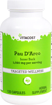 По Дарко, Кора муравьиного дерева, Pau D'Arco, Vitacost, 1020 мг, 120 капсул. Для иммунитета. (835003007974)