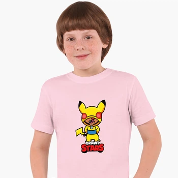 Дитяча футболка Бравл Старс Леон Пікачу (Brawl Stars Leon Pikachu) (25186-2601) 146-152 см Бавовна Рожевий