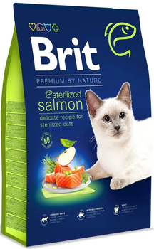 Сухой корм для стерилизованных котов с лососем Brit Premium by Nature Cat Sterilized Salmon 8 кг