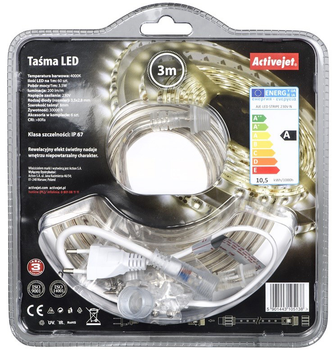 Taśma LED Activejet AJE-LED STRIPE 3m IP67 neutralna biała