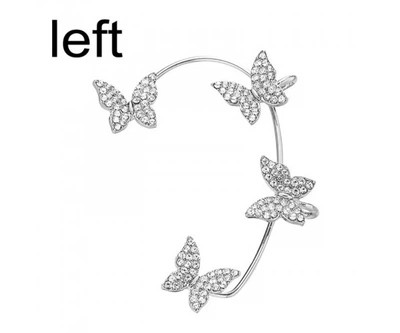 Набор бижутерия серьги-клипсы-каффы-бабочки из медицинской стали Butterfly Left 161 Серебристый