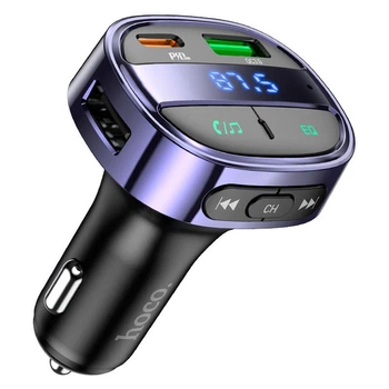 FM-Модулятор Hoco E70 PD30W+QC3.0 car BT FM transmitter Синий Led дисплей