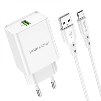Мережевий Зарядний Пристрій Borofone BN5 18W QC3.0 Type C Колір Бiлий