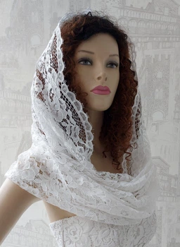 Молочный кружевной снуд для крестин Lady Solomia 60х110см RC72