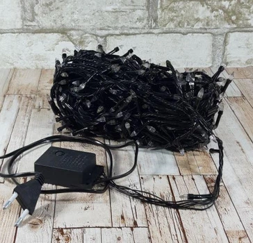 Гирлянда Бахрома на 100 Led (черный кабель) Синяя (3м)