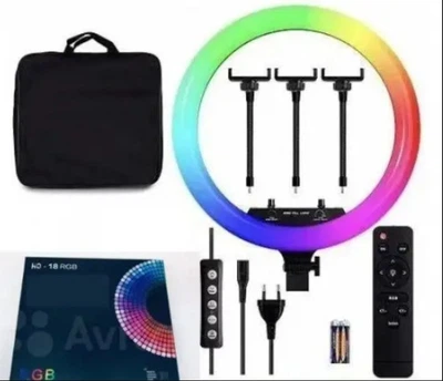 Лампа Led кольцо HQ-18 RGB 45см /55W/пульт+чехол