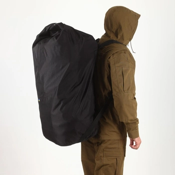 Рюкзак для вещей на 100 литров Чёрный из прорезиненного оксфорда, вещевой тактический мешок MELGO