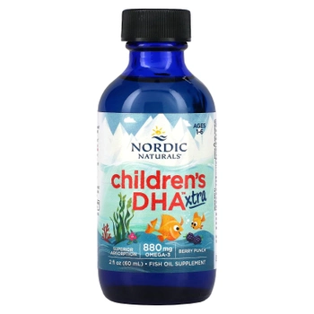 ДГК Екстра Nordic Naturals Children's DHA Xtra для дітей 1–6 років, ягідний смак, 880 мг, 60 мл