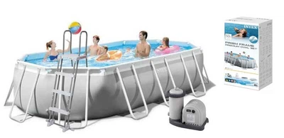Intex Басейн каркасний 26796 np (1) об`єм:18202л, розмір:503х274х122см, сходи, насос-фільтр 5678 л/год, скіммер, в коробці