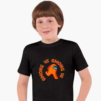 Дитяча футболка Амонг Ас Помаранчевий (Among Us Orange) (25186-2408) 122-128 см Бавовна Чорний