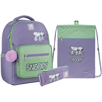 Школьный набор рюкзак + пенал + сумка Kite Snoopy SN22-770M-3 710 г 38x27x13 см сиреневый