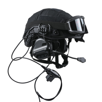 Тактичні активні навушники V5, кріплення на шолом фаст, вихід на рацію, шумодавлюючі Чорні