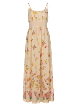 Женское бежевое шифоновое платье Uttam Boutique M Stk002286