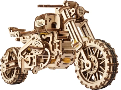 Механічний 3D пазл "Мотоцикл Scrambler з коляскою", 380 елементів UGEARS (4820184121133)