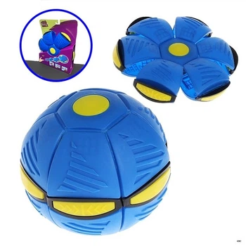 Літаючий м'яч трансформер з ЛЕД підсвіткою Фрісбі НЛО Flat Ball Disc Літаюча тарілка для дітей Синій