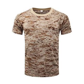 Тактическая футболка Flas; M/46-48; 100% Хлопок. Пиксель Desert. Армейская футболка.