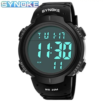 Часы наручные спортивные водостойкие электронные SYNOKE 1560 black черные