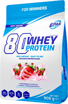 Białko 6PAK 80 Whey Protein 908 g Strawberry (5902811811286)