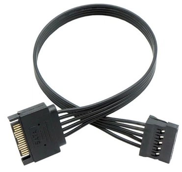 Переходник удлинитель 32 см 15 pin SATA->SATA кабель питания САТА (794728336) плоский Черный