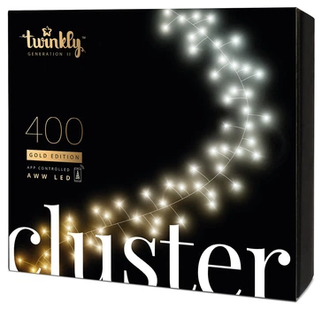 Smart LED Гирлянда Twinkly Cluster AWW 400 Gen II, IP44, длина 6м, кабель черный (TWC400GOP-BEU)
