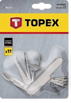Нож TOPEX перочинный, 11 функций, нержавеющая сталь (98Z116)