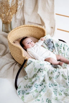 Пеленка муслинная бамбуковая Kiddie Зеленые листики 120х120 см