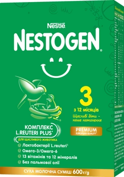 Смесь сухая молочная Nestogen 3 с лактобактериями L. Reuteri для детей с 12 месяцев 600 г (7613287111821)
