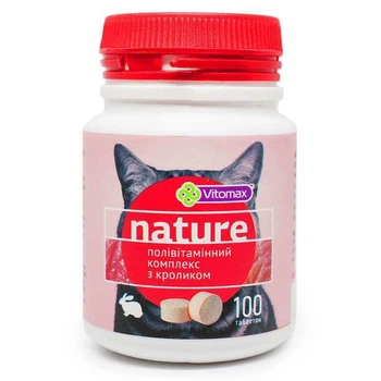 Полівітамінний комплекс для котів з кроликом Vitomax Nature 100 шт. (4820150201487)