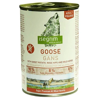 Консерви для собак Isegrim Goose with Sweet Potato Rose Hip & Wild Herbs з гусаком, бататом, шипшиною і травами, 400 г