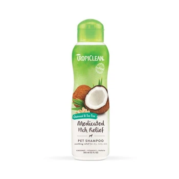 Лечебный шампунь TropiClean Medicated Oatmeal & Tea Tree Shampoo для сухой и шелушащейся кожи собак 355 мл