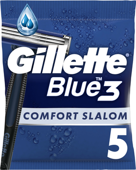 Одноразові станки для гоління (Бритви) чоловічі Gillette Blue 3 Comfort Slalom 5 шт (8006540808689)