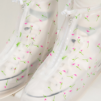 Резиновые бахилы Lesko SB-102 Цветочки на обувь от дождя 26 см защита от грязи
