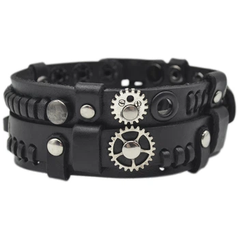 Шкіряний браслет Rockway Стимпанк чорний (bsp-30) (00000004728)
