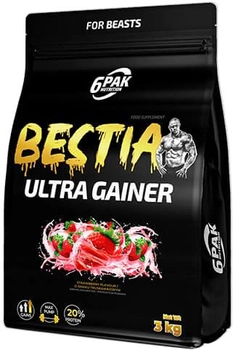 6PAK Bestia Ultra Gainer 3000 g Strawberry (5902811814201)