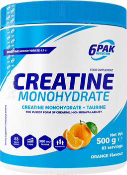 6PAK Creatine Monohydrate 500 g Jar Orange (5902811810685)