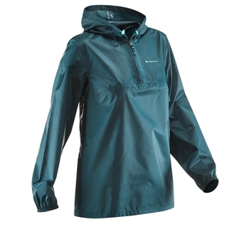 Дощовик жіночий Raincut QUECHUA для туризму синій 2XL/3XL