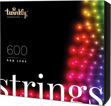 Girlanda LED Smart LED Twinkly Strings RGB 600, BT+WiFi, Gen II, kabel IP44 czarny (TWS600STP-BEU)