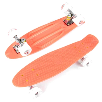 Пенни борд (Penny Board) 1102 Best Board 22" со светящимися колесами, Коралловый с белыми колесами