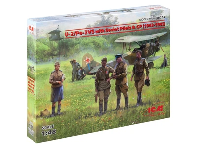 Сборная модель ICM У-2/По-2ВС с советскими пилотами и техниками 1943-1945 г. 48254