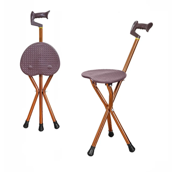 Трость со встроенным сидением стульчик складная регулируемая высота алюминий 78х25х5 см (474501-Prob)