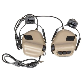 Навушники активні на шолом з мікрофоном Earmor M32H Coyote TAN + Premium кріплення (15027kr)