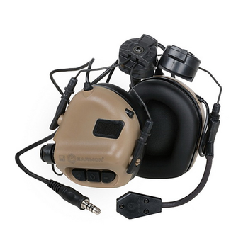 Навушники активні з мікрофоном Earmor M32H Coyote Brown на шолом + Premium кріплення (15028kr)