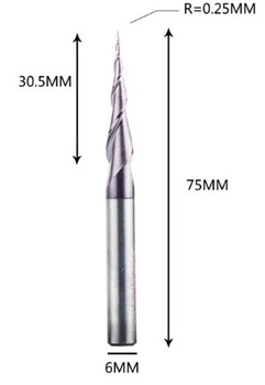Фреза конусна для ЧПУ R0,25-D6-L75-l30,5