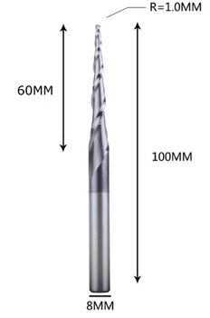 Фреза конусная для ЧПУ R1-D8-L100-l60